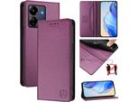Custodia In Pelle Per Xiaomi Redmi 13C/Poco C65/Poco M6 5G, Custodia Flip Con Slot Per Carte, Portafoglio E Supporto Viola