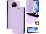 Custodia In Pelle Per Xiaomi Redmi Note 9T, Flip Case Con Slot Per Carte, Portafoglio E Supporto Viola
