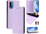 Custodia In Pelle Per Xiaomi Poco M3/Redmi 9T, Flip Case Con Slot Per Carte, Portafoglio E Supporto Viola
