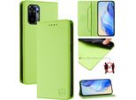 Custodia In Pelle Per Xiaomi Redmi Note 10 4G/Note 10S, Flip Case Con Slot Per Carte, Portafoglio E Supporto Verde