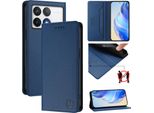 Custodia In Pelle Per Xiaomi Poco F6 Pro/Redmi K70/K70 Pro, Custodia Flip Con Slot Per Carte, Portafoglio E Supporto Blu