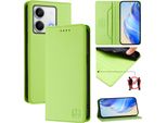 Custodia In Pelle Per Xiaomi Redmi Note 13 5G, Flip Case Con Slot Per Carte, Portafoglio E Supporto Verde