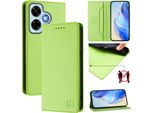 Custodia In Pelle Per Xiaomi Redmi Note 13 4G, Flip Case Con Slot Per Carte, Portafoglio E Supporto Verde