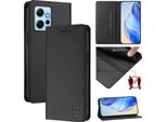 Custodia In Pelle Per Xiaomi Redmi Note 12 4G, Flip Case Con Slot Per Carte, Portafoglio E Supporto Nero