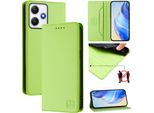 Custodia In Pelle Per Xiaomi Poco M6 Pro 5G/Redmi 12 4G, Custodia Flip Con Slot Per Carte, Portafoglio E Supporto Verde