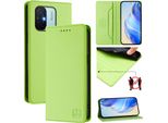 Custodia In Pelle Per Xiaomi Redmi 12C, Flip Case Con Slot Per Carte, Portafoglio E Supporto Verde