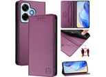 Custodia In Pelle Per Xiaomi Redmi Note 13 4G, Flip Case Con Slot Per Carte, Portafoglio E Supporto Viola