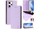 Custodia In Pelle Per Xiaomi Redmi Note 12 Pro+, Flip Case Con Slot Per Carte, Portafoglio E Supporto Viola