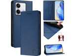 Custodia In Pelle Per Xiaomi Redmi Note 13 5G, Flip Case Con Slot Per Carte, Portafoglio E Supporto Blu