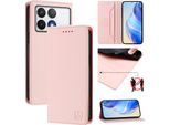 Custodia In Pelle Per Xiaomi Poco F6 Pro/Redmi K70/K70 Pro, Custodia Flip Con Slot Per Carte, Portafoglio E Supporto Rosa