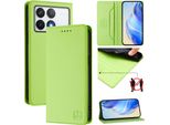 Custodia In Pelle Per Xiaomi Poco F6 Pro/Redmi K70/K70 Pro, Custodia Flip Con Slot Per Carte, Portafoglio E Supporto Verde