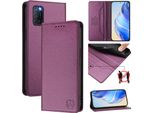Custodia In Pelle Per Oppo A52/A72/A92 4G, Flip Case Con Slot Per Carte, Portafoglio E Supporto Viola