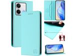 Custodia In Pelle Per Xiaomi Redmi Note 13 5G, Flip Case Con Slot Per Carte, Portafoglio E Supporto Turchese