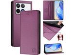 Custodia In Pelle Per Xiaomi Poco F6 Pro/Redmi K70/K70 Pro, Custodia Flip Con Slot Per Carte, Portafoglio E Supporto Viola