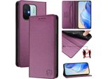 Custodia In Pelle Per Xiaomi Redmi 12C, Flip Case Con Slot Per Carte, Portafoglio E Supporto Viola