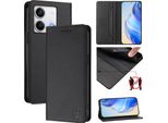 Custodia In Pelle Per Xiaomi Redmi Note 13 5G, Flip Case Con Slot Per Carte, Portafoglio E Supporto Nero