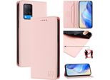 Custodia In Pelle Per Oppo A54 4G/A54S/A55 5G/A16/A16S/A55S/A53S 5G/A56 5G, Custodia Flip Con Slot Per Carte, Portafoglio E Supporto Rosa