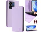 Custodia In Pelle Per Xiaomi Redmi 13C/Poco C65/Poco M6 5G, Custodia Flip Con Slot Per Carte, Portafoglio E Supporto Viola
