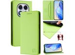 Custodia In Pelle Per Xiaomi Redmi Note 14 Pro/Note 14 Pro+, Flip Case Con Slot Per Carte, Portafoglio E Supporto Verde