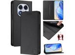 Custodia In Pelle Per Xiaomi Redmi Note 14 Pro/Note 14 Pro+, Flip Case Con Slot Per Carte, Portafoglio E Supporto Nero