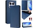 Custodia In Pelle Per Xiaomi Redmi Note 14 Pro/Note 14 Pro+, Flip Case Con Slot Per Carte, Portafoglio E Supporto Blu