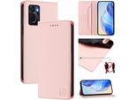 Custodia In Pelle Per Oppo A36/A76/A96/K10 4G/Realme 9I 4G, Flip Case Con Slot Per Carte, Portafoglio E Supporto Rosa