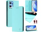 Custodia In Pelle Per Oppo Find X5 Lite/Reno7 5G, Flip Case Con Slot Per Carte, Portafoglio E Supporto Turchese