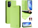 Custodia In Pelle Per Oppo A36/A76/A96/K10 4G/Realme 9I 4G, Custodia Flip Con Slot Per Carte, Portafoglio E Supporto Verde