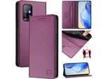 Custodia In Pelle Per Oppo A94 5G/Reno5 Z, Custodia Flip Con Slot Per Carte, Portafoglio E Supporto Viola
