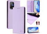Custodia In Pelle Per Oppo A94 5G/Reno5 Z, Flip Case Con Slot Per Carte, Portafoglio E Supporto Viola