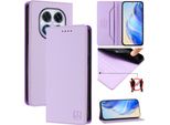Custodia In Pelle Per Xiaomi Redmi Note 14 Pro/Note 14 Pro+, Custodia Flip Con Slot Per Carte, Portafoglio E Supporto Viola