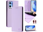 Custodia In Pelle Per Oppo Find X5 Lite/Reno7 5G, Flip Case Con Slot Per Carte, Portafoglio E Supporto Viola