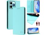 Custodia In Pelle Per Realme Note 50/Realme C51/Realme C53/Realme C51S, Custodia Flip Con Slot Per Carte, Portafoglio E Supporto Turchese