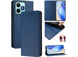 Custodia In Pelle Per Realme Note 50/Realme C51/Realme C53/Realme C51S, Custodia Flip Con Slot Per Carte, Portafoglio E Supporto Blu