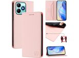 Custodia In Pelle Per Realme Note 50/Realme C51/Realme C53/Realme C51S, Custodia Flip Con Slot Per Carte, Portafoglio E Supporto Rosa