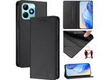 Custodia In Pelle Per Realme Note 50/Realme C51/Realme C53/Realme C51S, Custodia Flip Con Slot Per Carte, Portafoglio E Supporto Nero