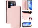 Custodia In Pelle Per Realme Gt3/Realme Gt Neo 5 240W, Custodia Flip Con Slot Per Carte, Portafoglio E Supporto Rosa