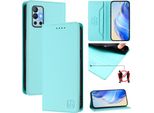 Custodia In Pelle Per Oneplus 9R/Oneplus 8T, Flip Case Con Slot Per Carte, Portafoglio E Supporto Turchese