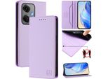 Custodia In Pelle Per Oneplus Nord CE3, Custodia Flip Con Slot Per Schede, Portafoglio E Supporto Viola