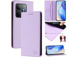 Custodia In Pelle Per Realme Gt 6/Realme Gt 6T, Custodia Flip Con Slot Per Carte, Portafoglio E Supporto Viola