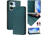 Custodia In Pelle Per Oneplus Ace 2V/Oneplus Nord 3, Flip Case Con Slot Per Carte, Portafoglio E Supporto Verde Scuro