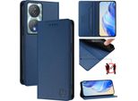 Custodia In Pelle Per Honor 90 Smart/Honor X7B/Honor X7B 5G, Custodia Flip Con Slot Per Carte, Portafoglio E Supporto Blu