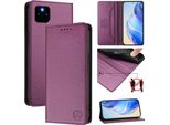Custodia In Pelle Per Google Pixel 5A, Flip Case Con Slot Per Carte, Portafoglio E Supporto Viola