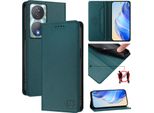 Custodia In Pelle Per Honor 90 Smart/Honor X7B/Honor X7B 5G, Custodia Flip Con Slot Per Carte, Portafoglio E Supporto Verde Scuro