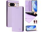 Custodia In Pelle Per Google Pixel 8, Flip Case Con Slot Per Carte, Portafoglio E Supporto Viola