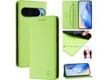 Custodia In Pelle Per Google Pixel 9 / Pixel 9 Pro, Custodia Flip Con Slot Per Carte, Portafoglio E Supporto Verde