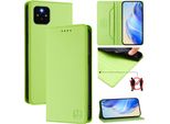 Custodia In Pelle Per Google Pixel 5, Flip Case Con Slot Per Carte, Portafoglio E Supporto Verde