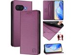 Custodia In Pelle Per Google Pixel 9A, Custodia Flip Con Slot Per Carte, Portafoglio E Supporto Viola
