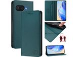 Custodia In Pelle Per Google Pixel 9A, Flip Case Con Slot Per Carte, Portafoglio E Supporto Verde Scuro