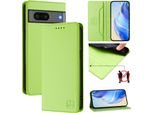 Custodia In Pelle Per Google Pixel 7, Flip Case Con Slot Per Carte, Portafoglio E Supporto Verde